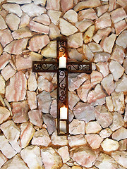 Image showing Christian Cross with Candles