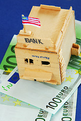 Image showing Wooden model of bank