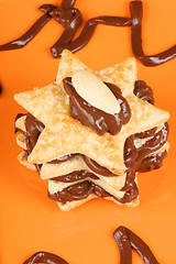 Image showing Chocolate cream and almond millefeuille