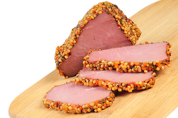 Image showing Piece of a ham with spices