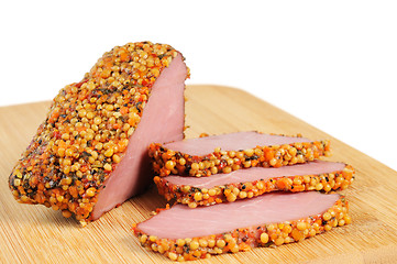Image showing Piece of a ham with spices