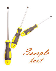 Image showing Three screwdrivers with sample text