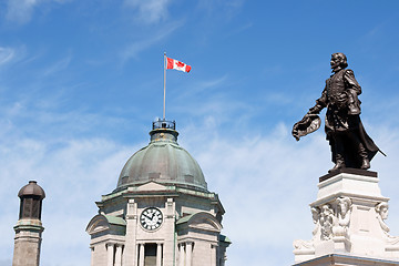 Image showing Old Post Office and monument to Champlain