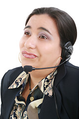 Image showing Bored customer service operator on a white background 