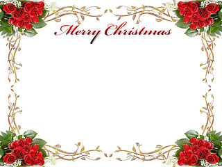 Image showing christmas background with roses and leaves