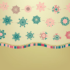 Image showing Retro Card Template with Snowflakes. EPS 8