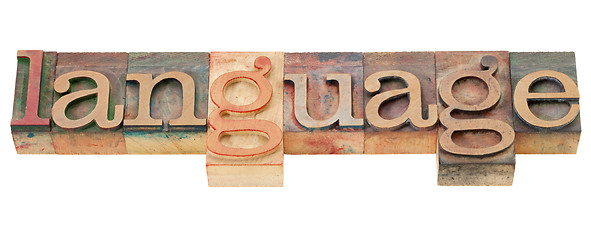Image showing language word in letterpress type