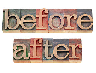 Image showing before and after words