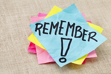 Image showing remember on sticky note