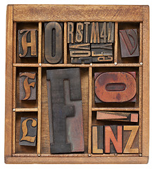 Image showing antique letterpress type in wooden box