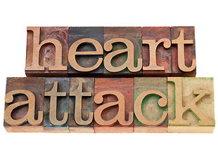 Image showing heart attack text in letterpress type
