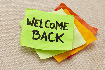 Image showing welcome back