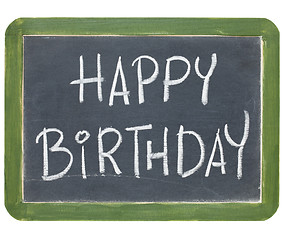 Image showing happy birthday on blackboard
