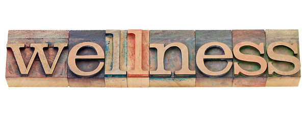 Image showing wellness word in letterpress type