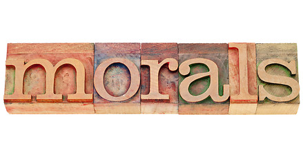 Image showing morals word in lettepress type