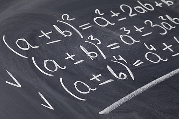 Image showing mathematical equations on blackboard