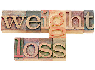 Image showing weight loss words in letterpress