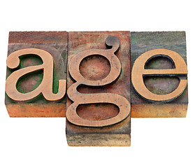 Image showing age word in letterpress type