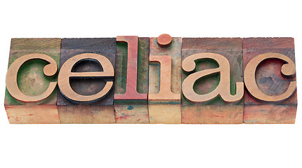 Image showing celiac word in letterpress type