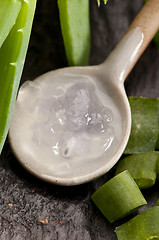 Image showing aloe vera juice with fresh leaves