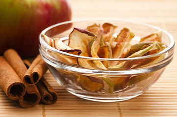 Image showing Dried apples with cinnamon