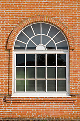 Image showing White painted wood arched window