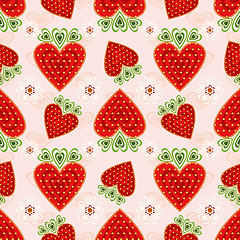 Image showing Pink effortless pattern with strawberry