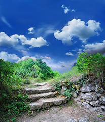 Image showing staircase in the ruins of the ancient cave city