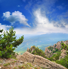 Image showing view from the mountains to the valley