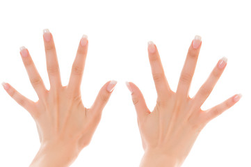 Image showing two women's hands with fingers spread 