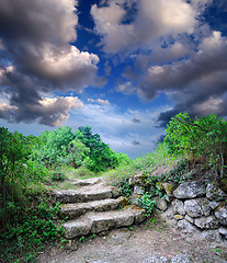 Image showing staircase in the ruins of the ancient cave city