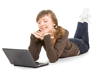 Image showing girl with a laptop