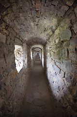 Image showing stone corridors in the ruins of an ancient castle