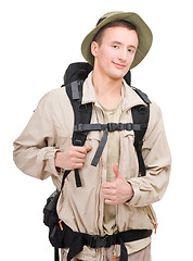 Image showing young man dressed in a tourist 