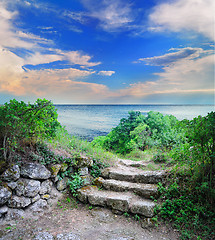 Image showing staircase in the ruins of the ancient cave city