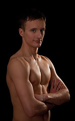 Image showing young sportsman with a bare torso
