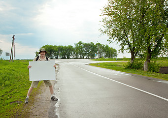 Image showing tourist on a country road