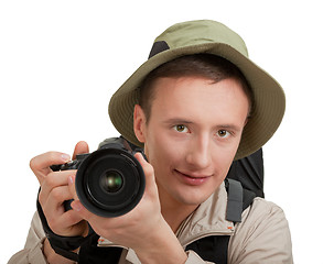 Image showing young tourist with camera