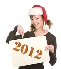 Image showing young girl in Santa hat