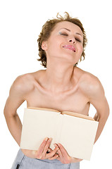 Image showing Nude woman pressed  book