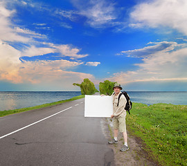 Image showing tourist on a country road