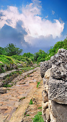 Image showing Ancient Roman road in the mountains
