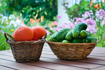 Image showing straw basket full of  tomatoes