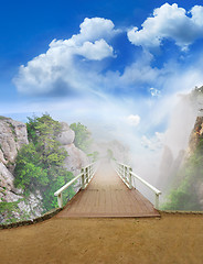 Image showing scenic park wooden bridge