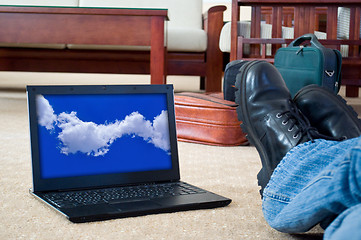 Image showing notebook (laptop) on a  home interior