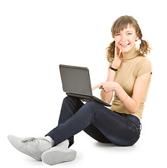 Image showing young girl with laptop 