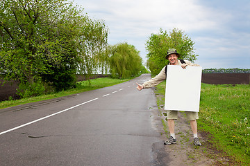 Image showing tourist on a country road