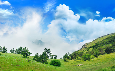 Image showing magical view from the mountains to the valley