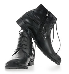 Image showing Black Men's leather shoes 