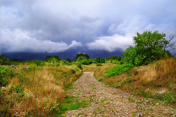 Image showing Ancient Roman road in the mountains